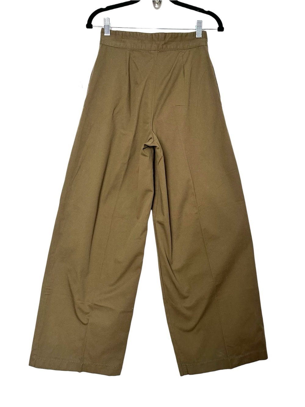 Army Green Pleated High Waisted Wide Leg Barrel Pants Minimalist Goblin Earthy - Picture 8 of 12